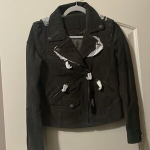 NWT Silent Gray Suede Moto Jacket Size XS.